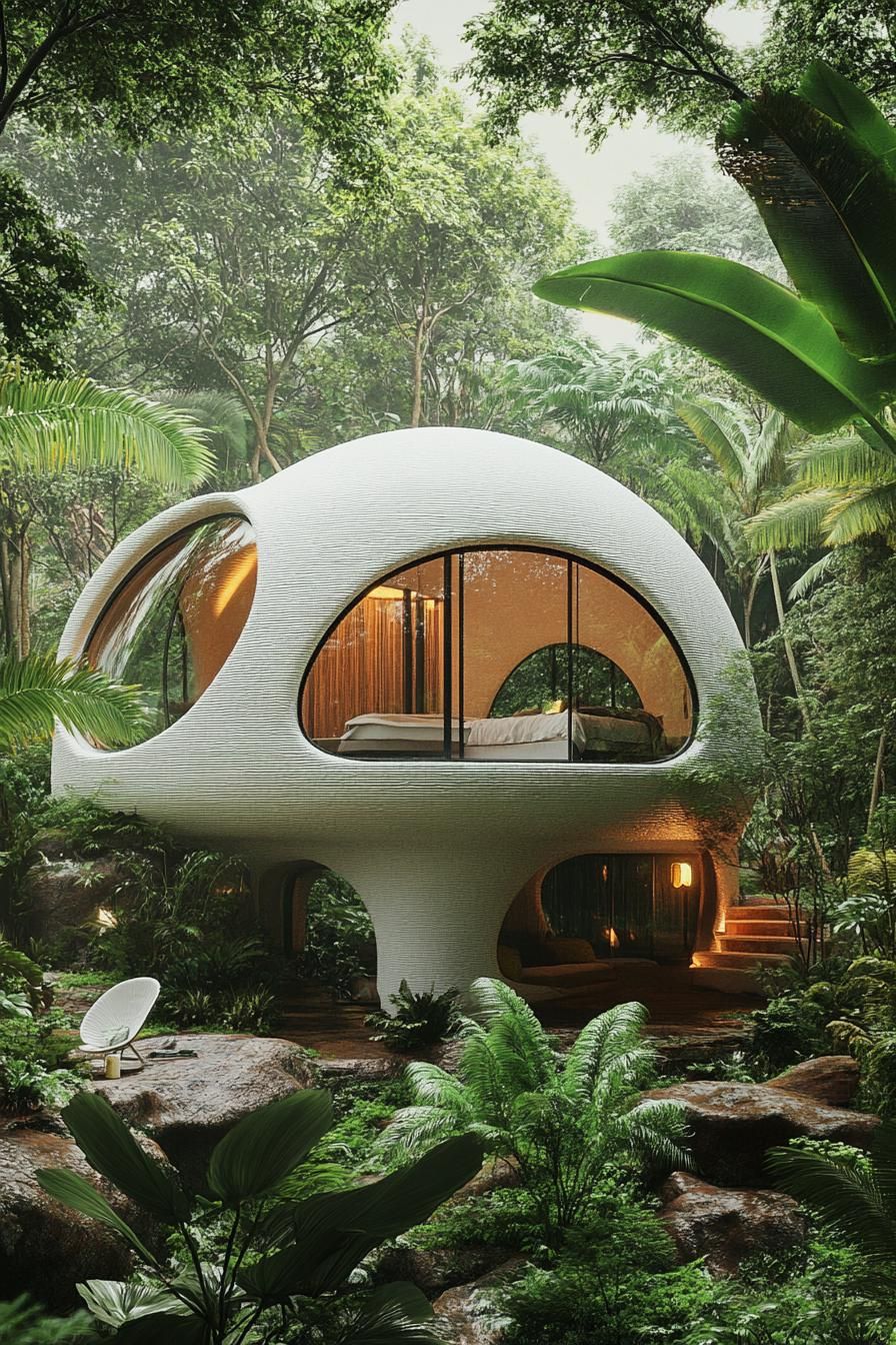 12) Dome Cabin Nestled in Verdant Jungle