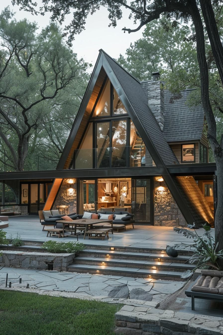 A-frame Set on a Stone Foundation