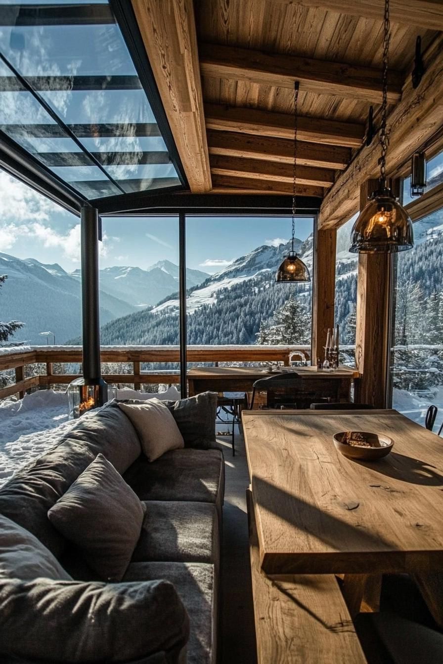 Glass-Roofed Alpine Chalet Retreat