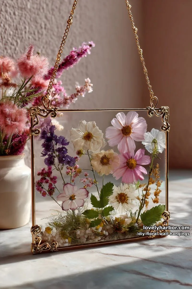 7. Collage de flores prensadas con marco de alambre vintage - photo 2