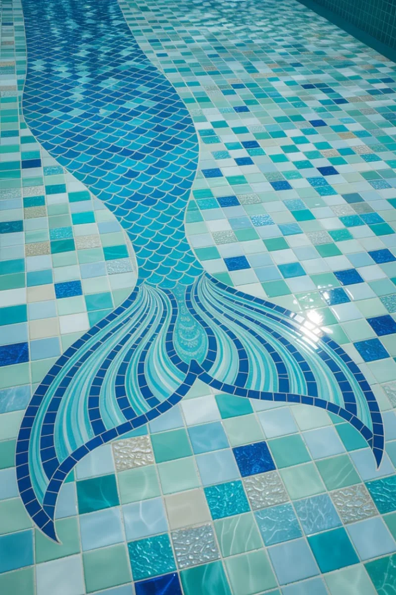 1. Mosaico con patrón de cola de sirena en el piso - photo 2