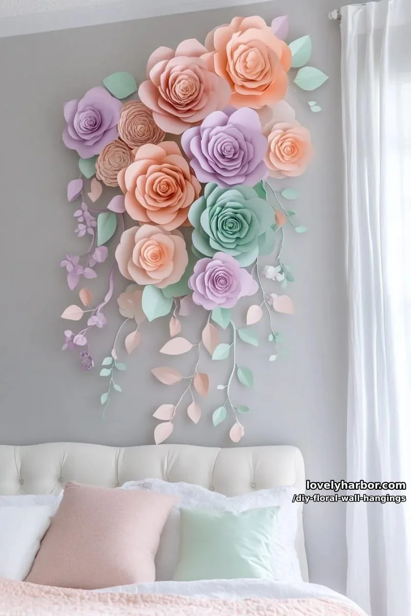 1. Cascada de flores gigantes de papel pastel para el dormitorio - photo 2
