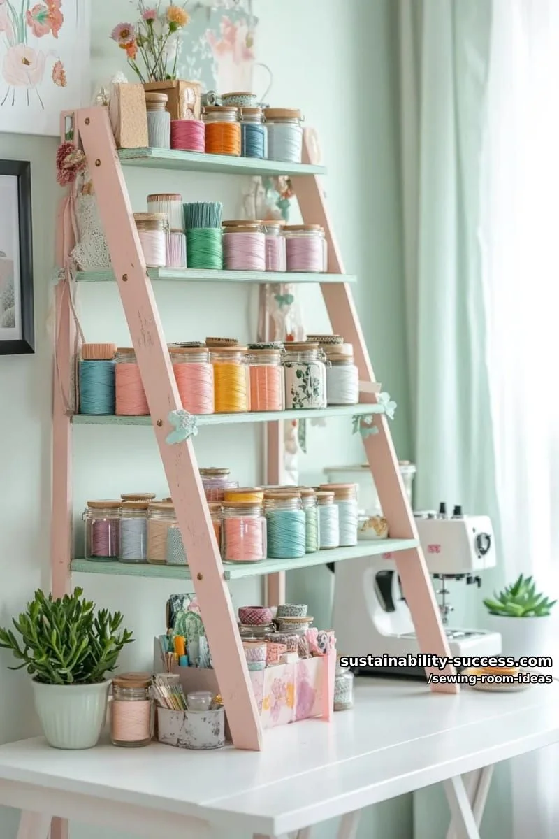 15. Estante escalera para carretes y adornos