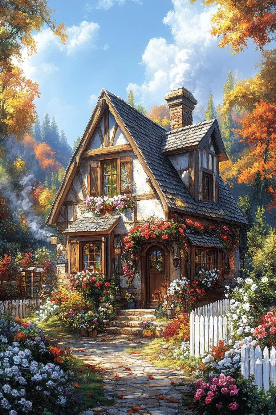 The Quaint Petal-Crowned Cottage