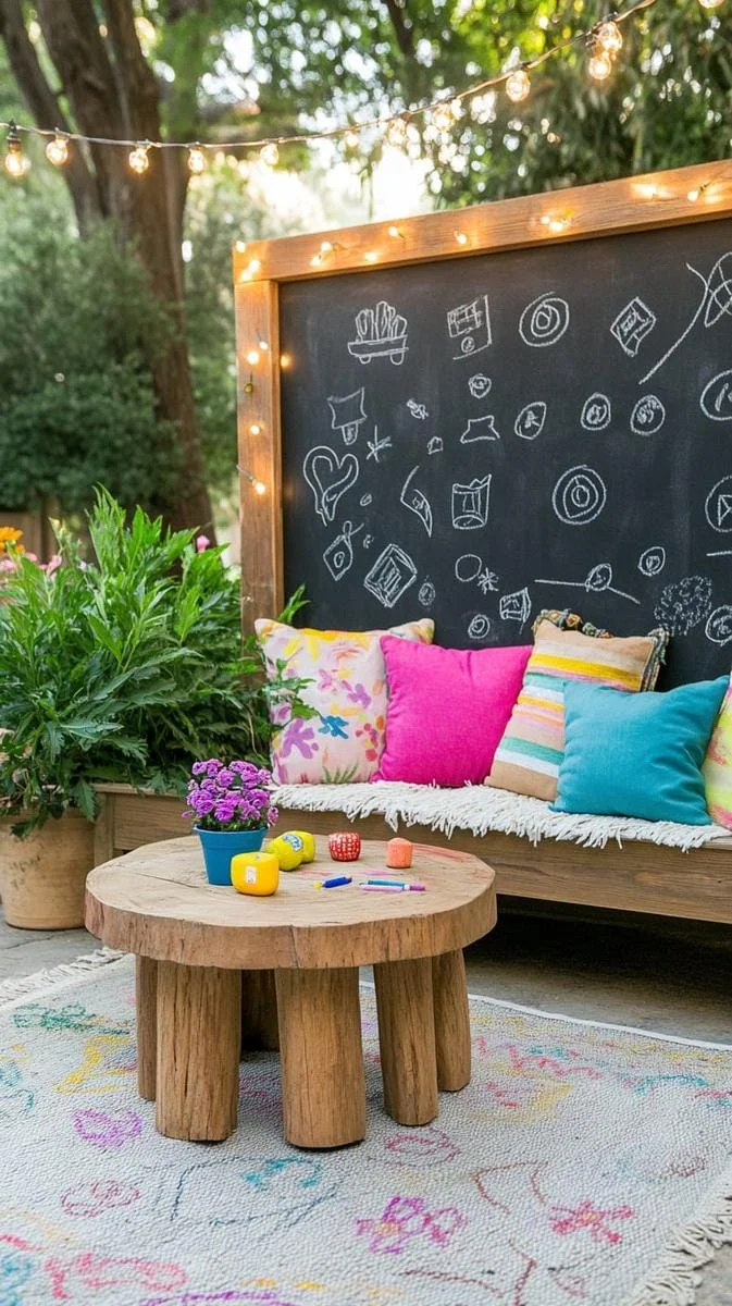 16. Muro pizarrón exterior para dibujar en familia