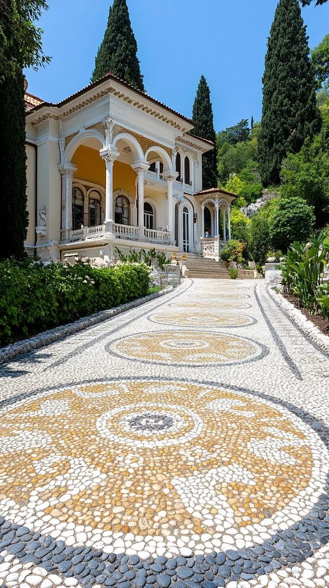 7. Senderos de mosaico en la entrada