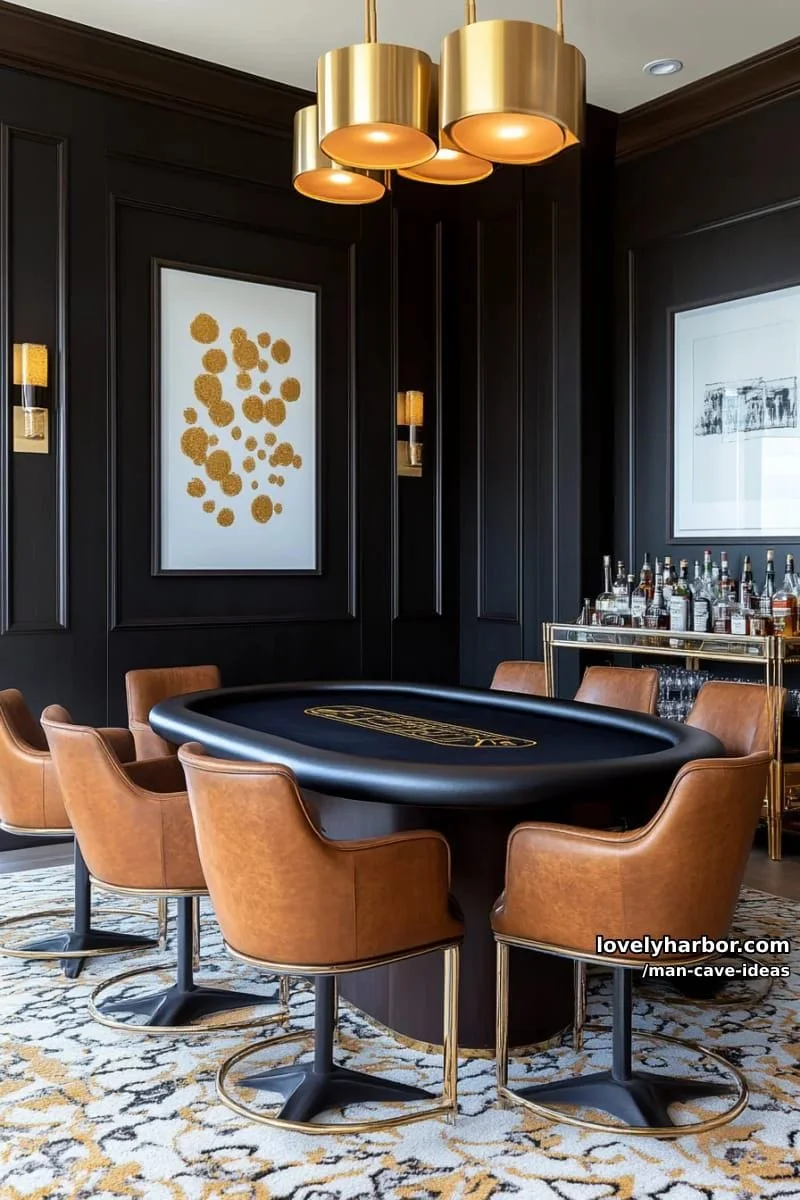 4. Sala de póker negro y dorado con terciopelo - photo 2