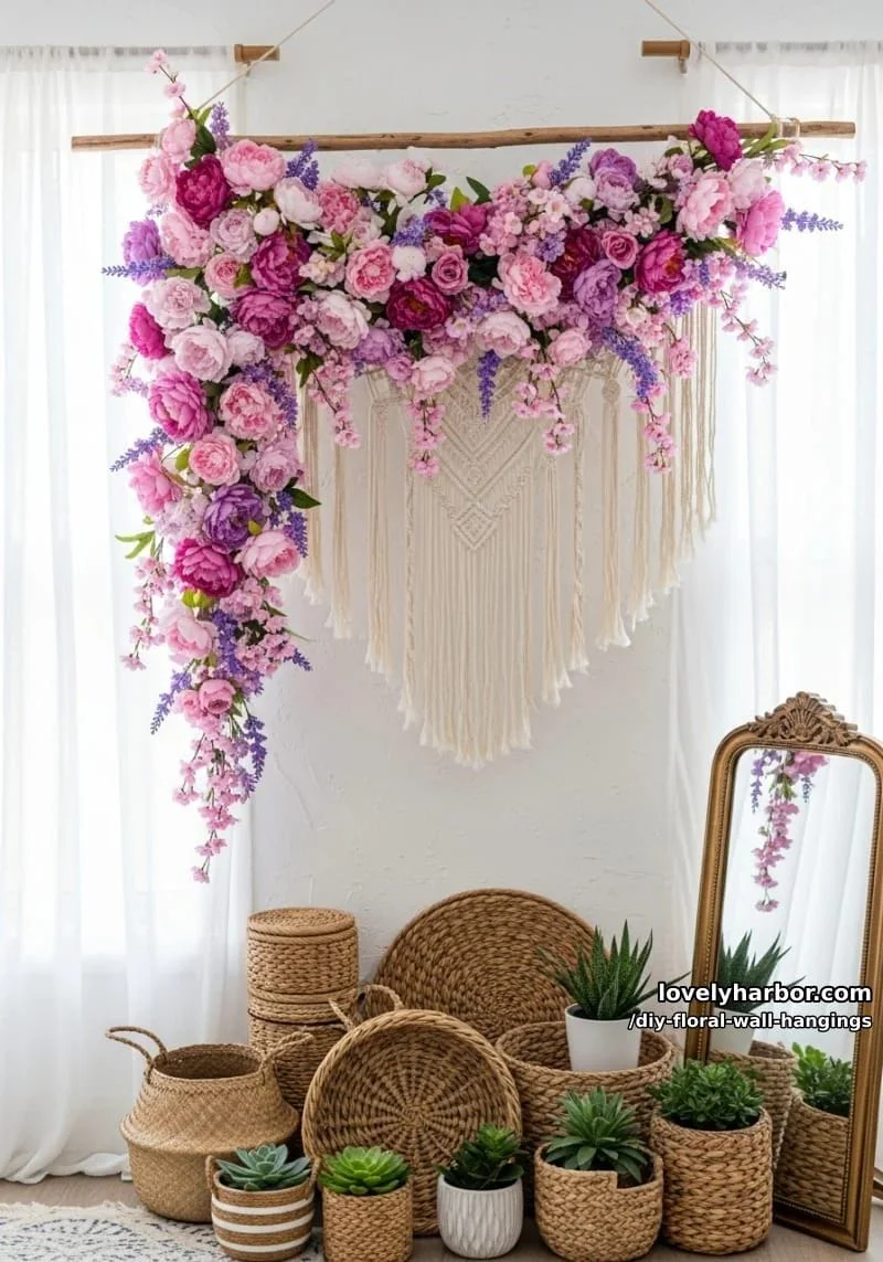 3. Guirnalda de flores en degradado rosa y morado estilo boho - photo 3