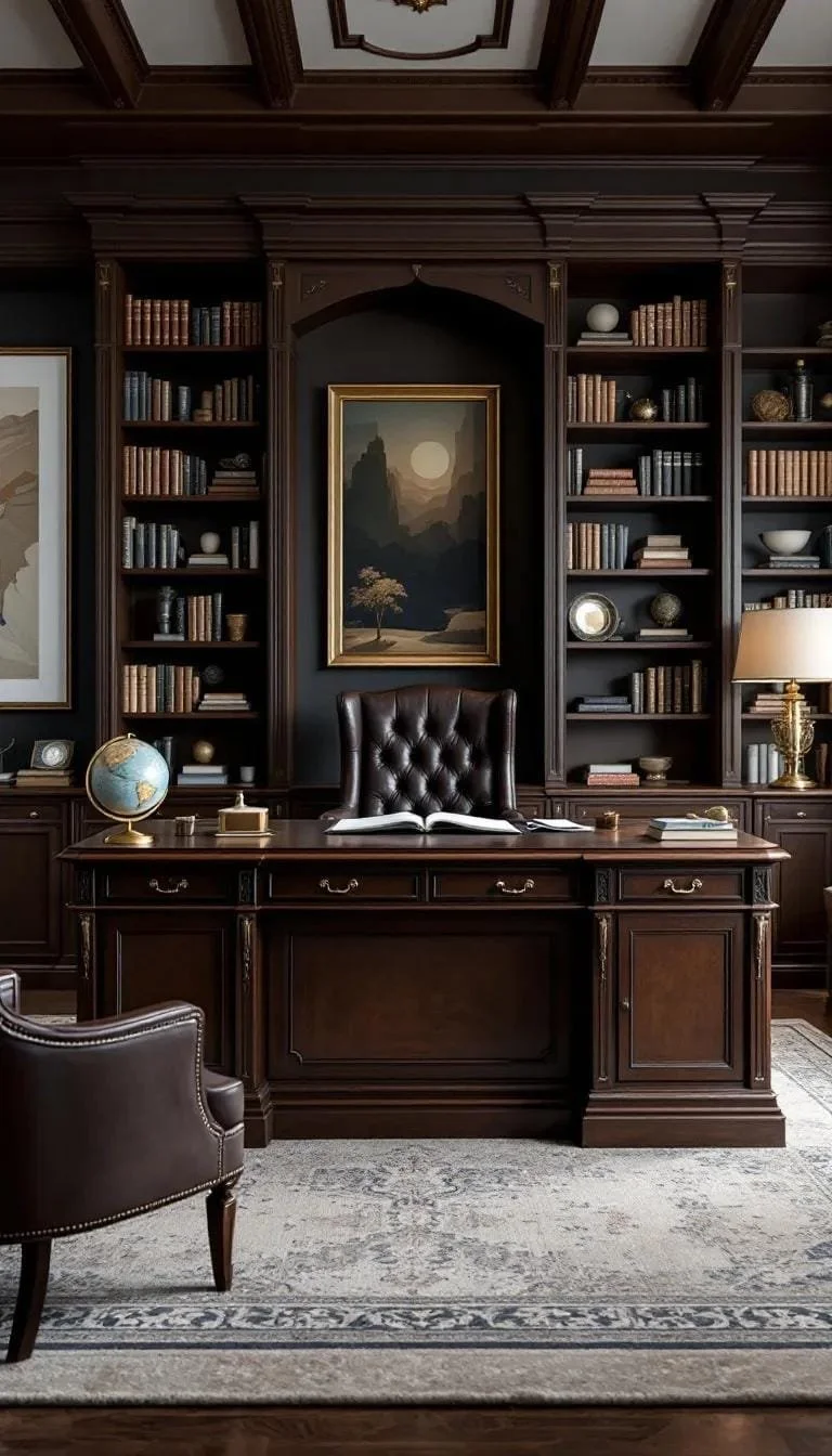 10. Escritorio ejecutivo con silla de cuero y libreros - photo 2