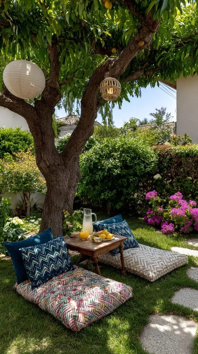 21. Cojines de piso grandes bajo un árbol - photo 2