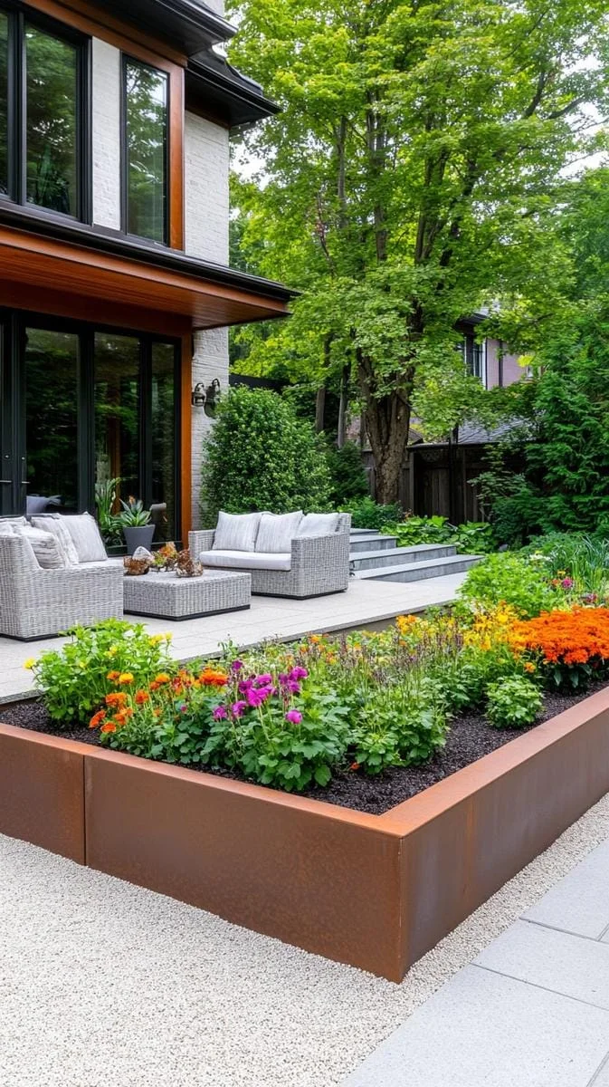 18. Bordes de acero corten para macizos modernos - photo 3