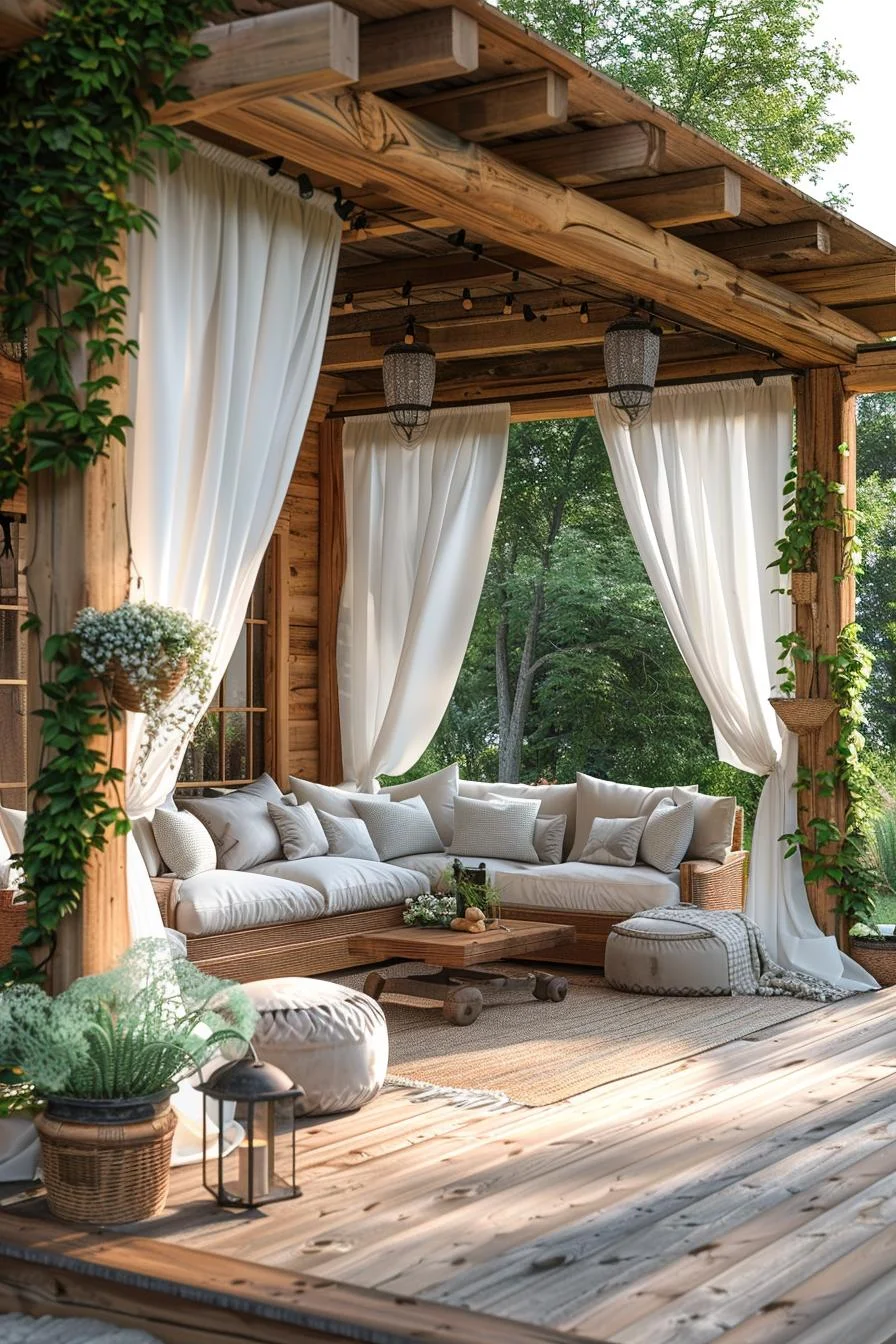 3. Pérgola rústica con telas colgantes - photo 2