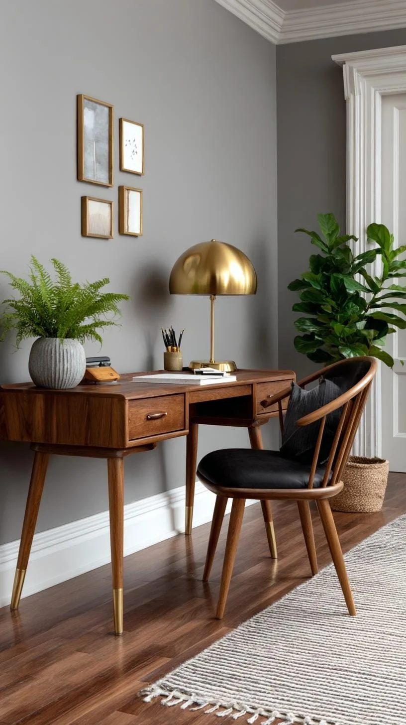3. Escritorio mid-century moderno en madera cálida - photo 3