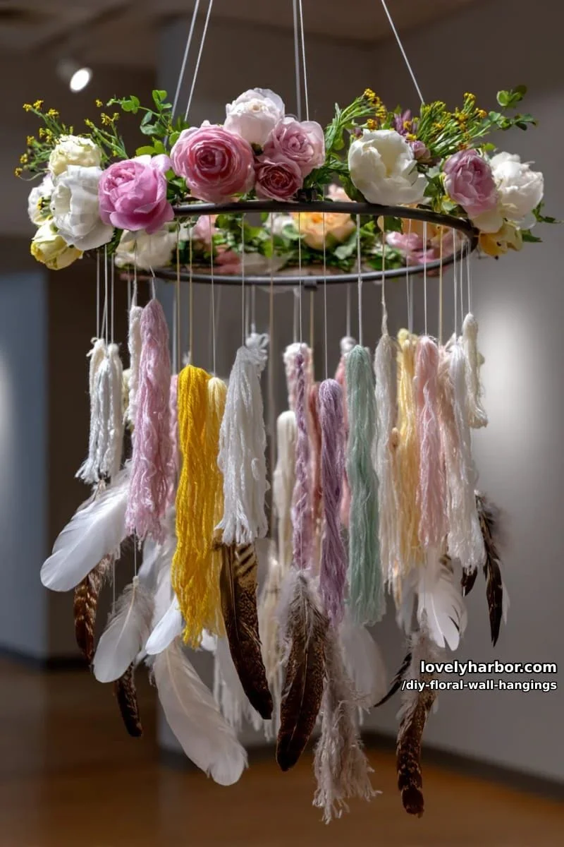 12. Atrapasueños floral con plumas e hilo de colores - photo 2