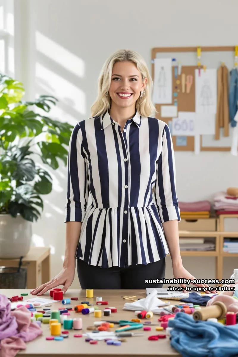 3. Blusa peplum con volantes de camisa de vestir