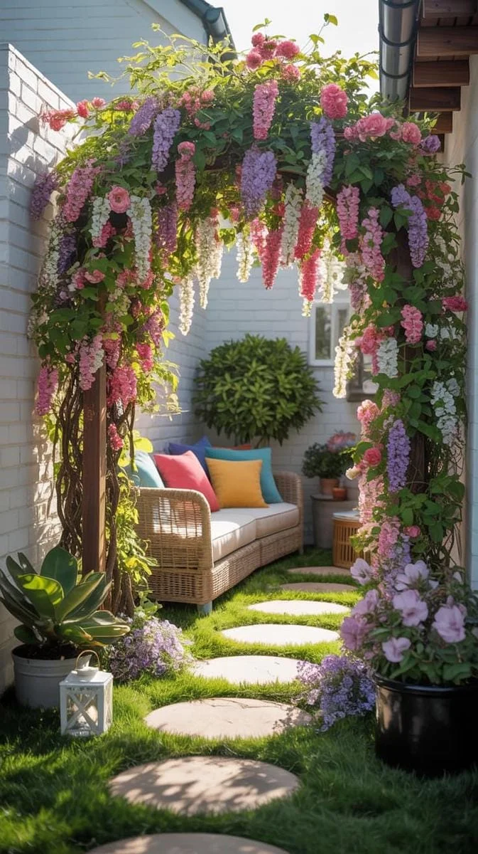 28. Arco vivo de enredaderas con flores - photo 3