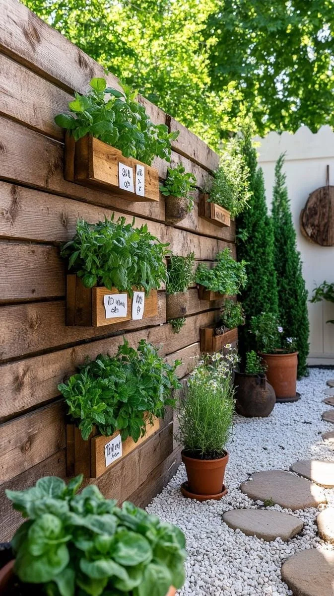 7. Huerto de hierbas con palés en cerca soleada - photo 2
