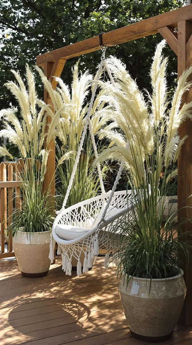 5. Silla hamaca entre gramíneas altas en maceta - photo 3