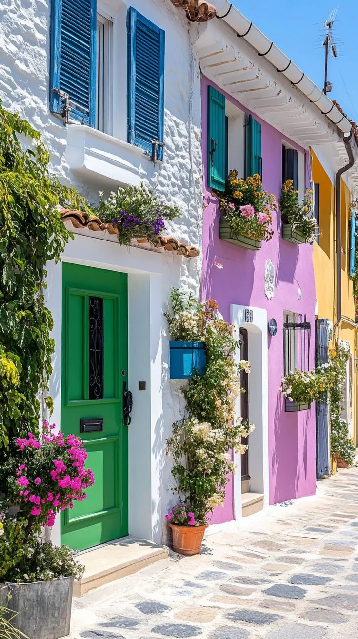 14. Fachadas mediterráneas con bloques de color