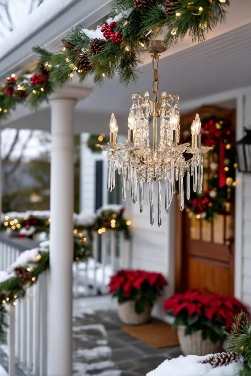 13. Candelabro navideño con carámbanos de cristal en el porche - photo 2