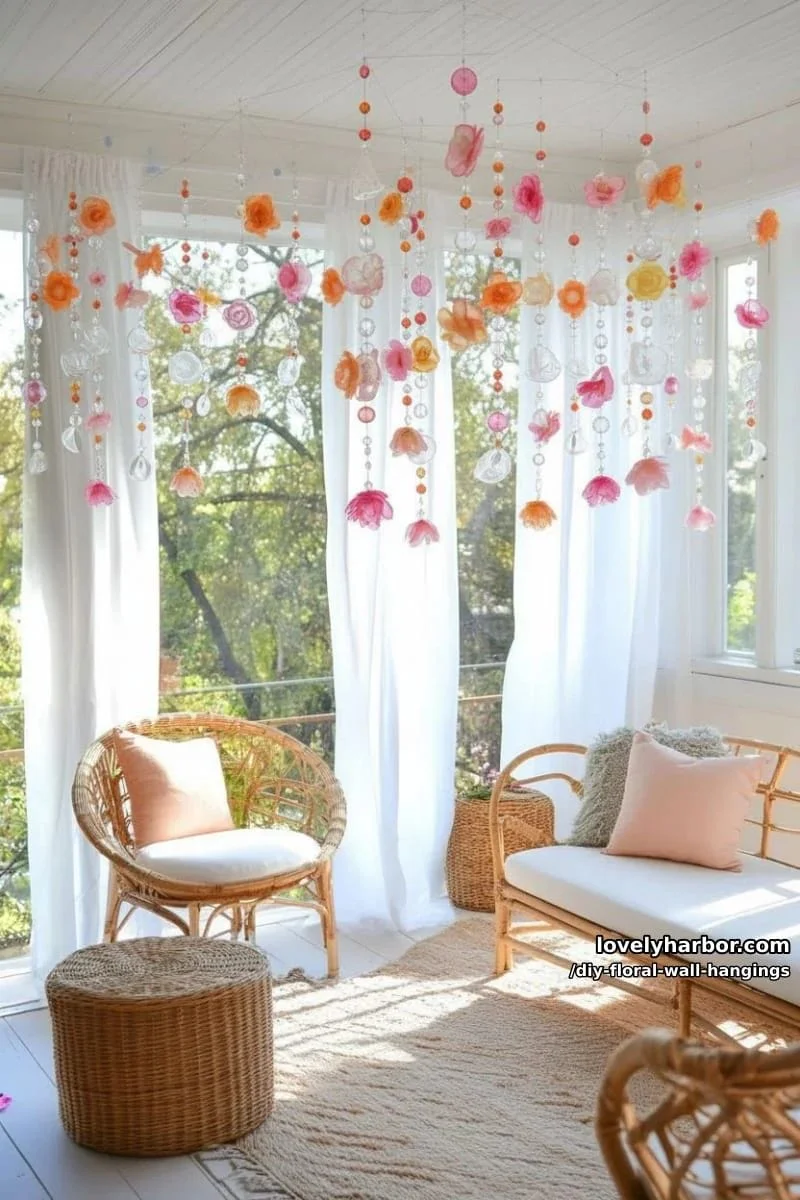 11. Móviles florales con flores acrílicas translúcidas y cuentas - photo 2