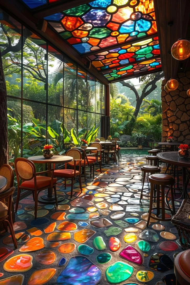 11. Cubierta de patio en vitral