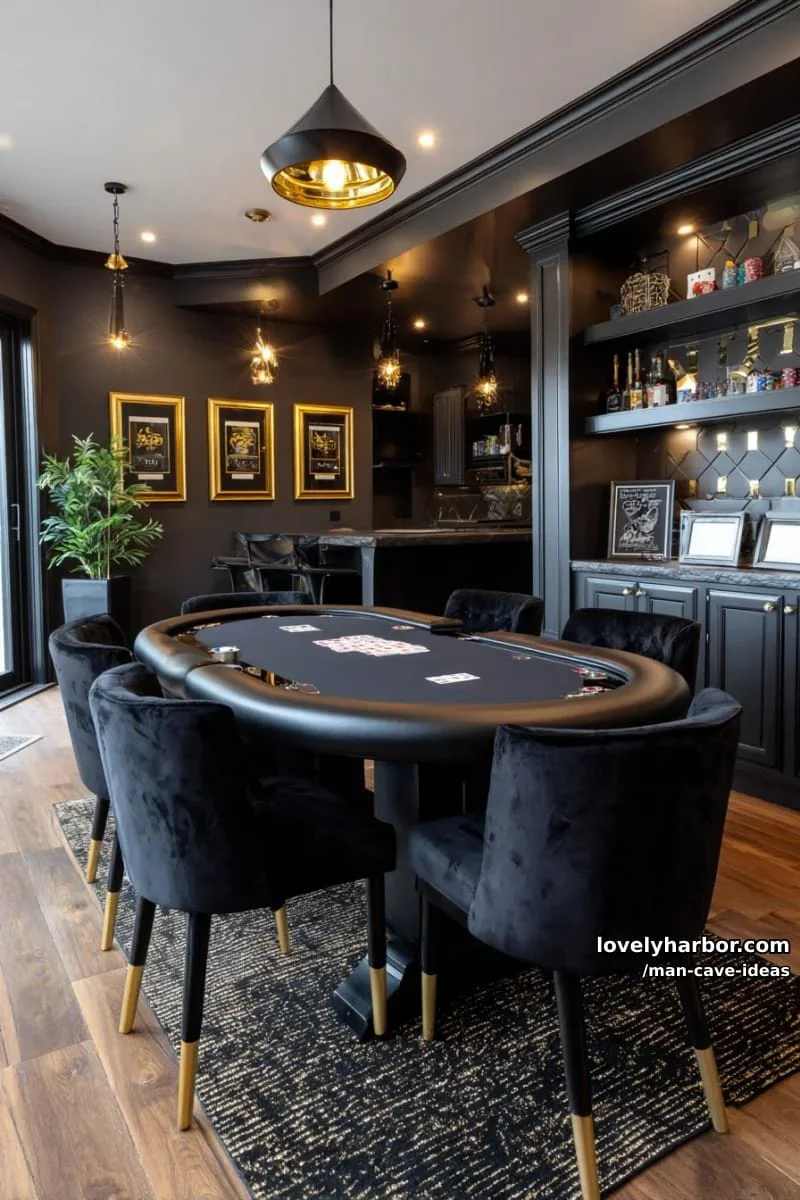 4. Sala de póker negro y dorado con terciopelo - photo 3