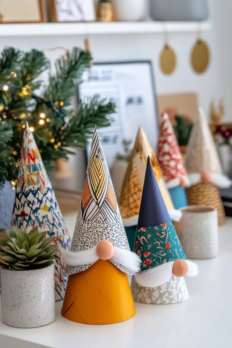 20. Gnomos navideños de conos de papel para la oficina - photo 2
