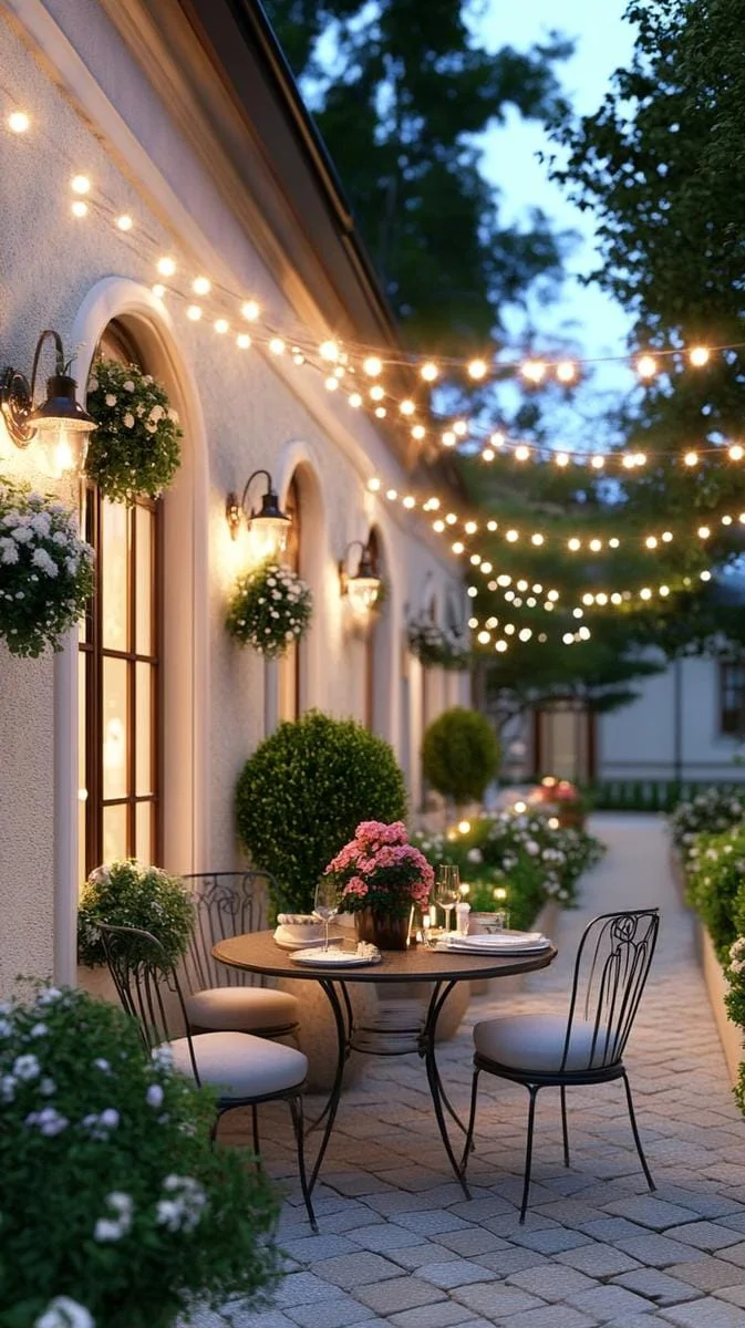 2. Toldo de luces de hadas sobre mesa bistró - photo 3