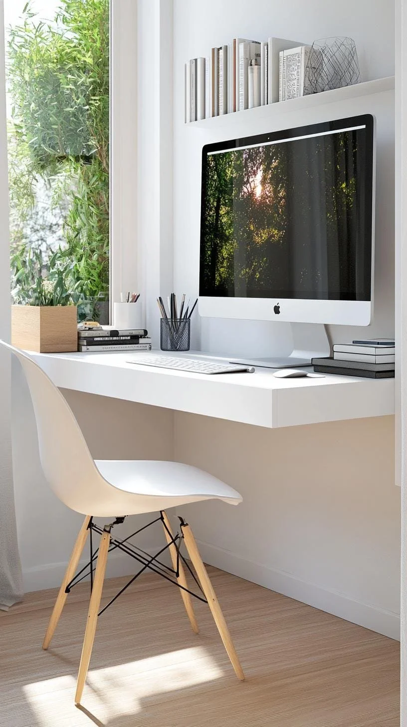 2. Escritorio flotante de pared para espacios pequeños