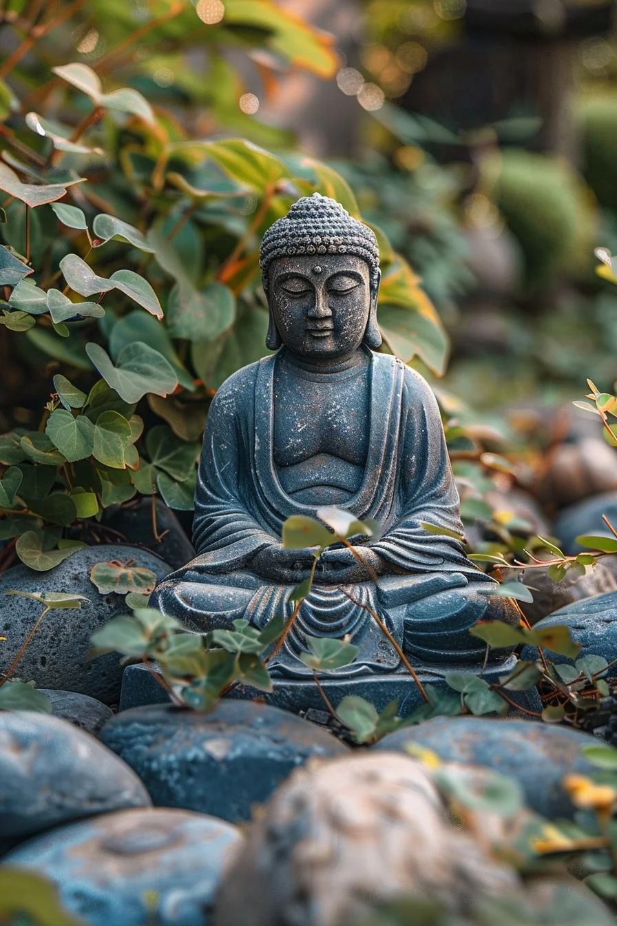 16. Estatuas serenas de Buda en el jardín