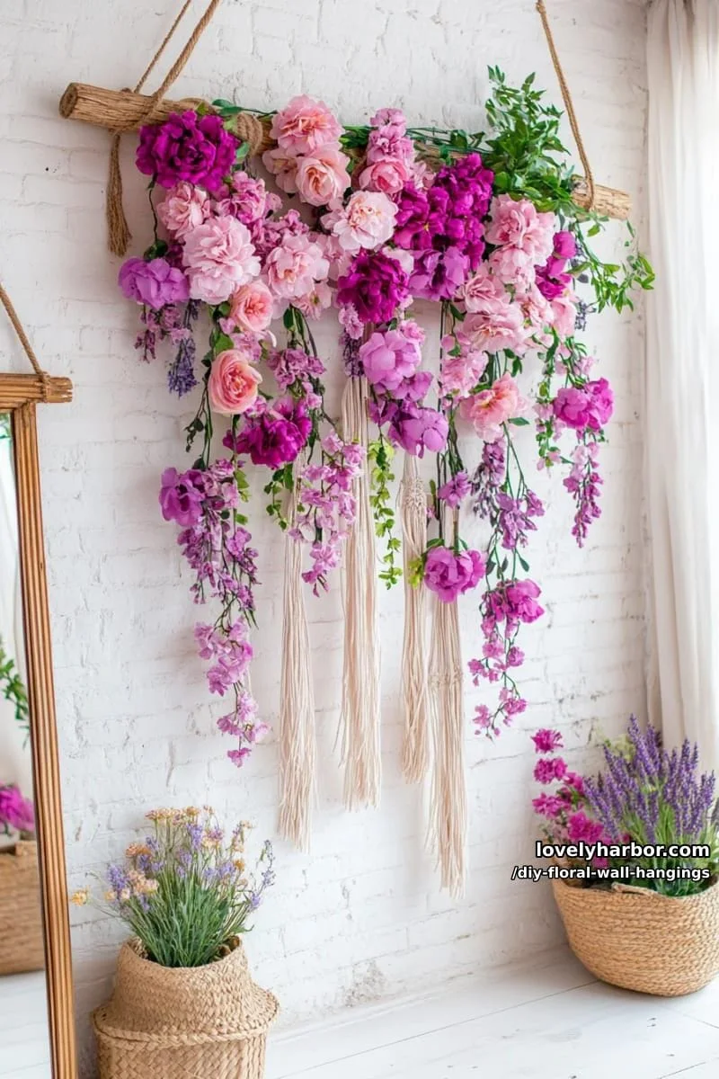3. Guirnalda de flores en degradado rosa y morado estilo boho - photo 2