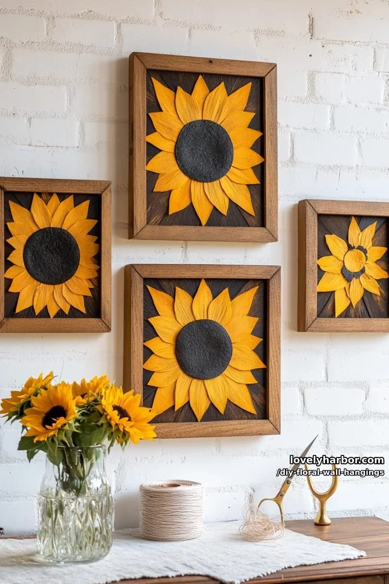 2. Cuadro floral de girasoles con pétalos amarillos
