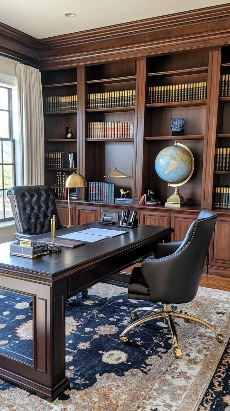 10. Escritorio ejecutivo con silla de cuero y libreros - photo 3