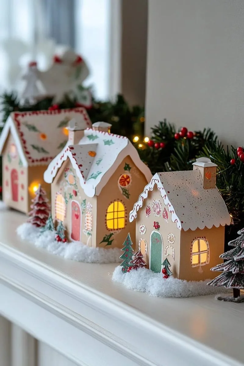16. Aldea de casitas de jengibre de papel con luces LED - photo 2