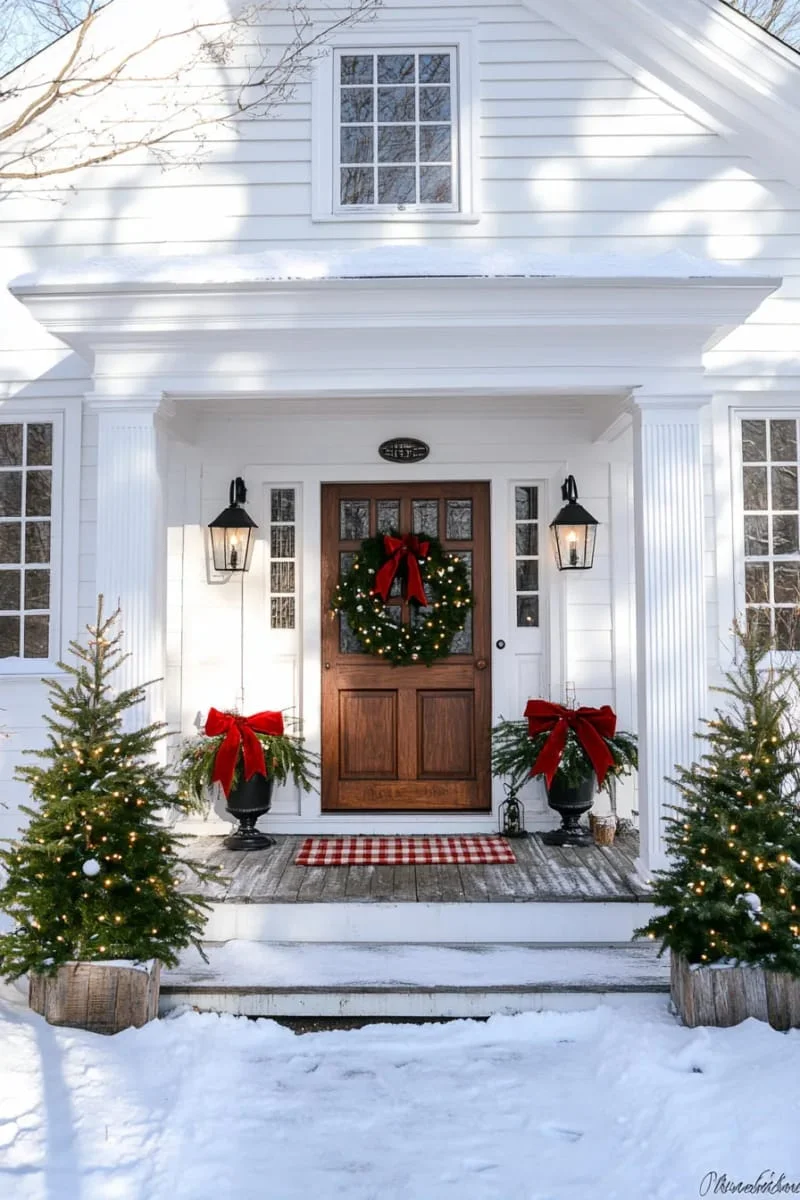4. Entrada colonial con coníferas en macetas simétricas