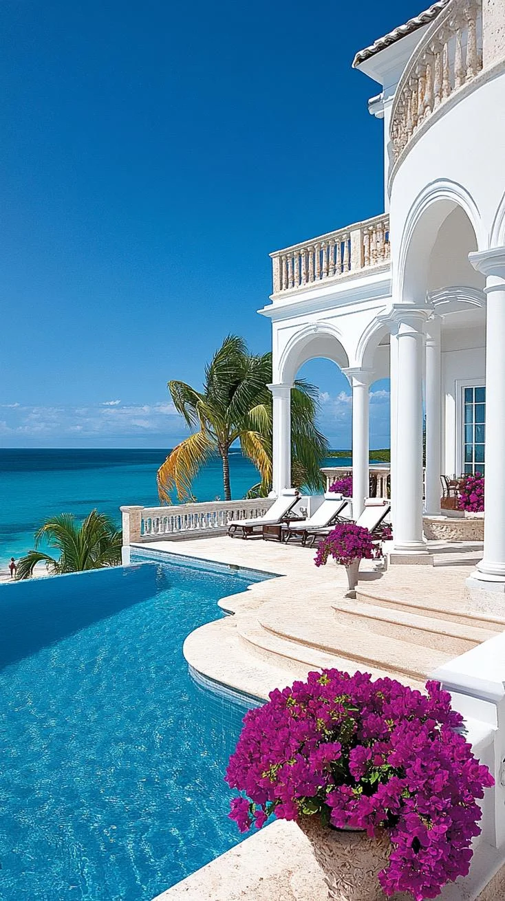 19. Exteriores costeros de elegancia mediterránea