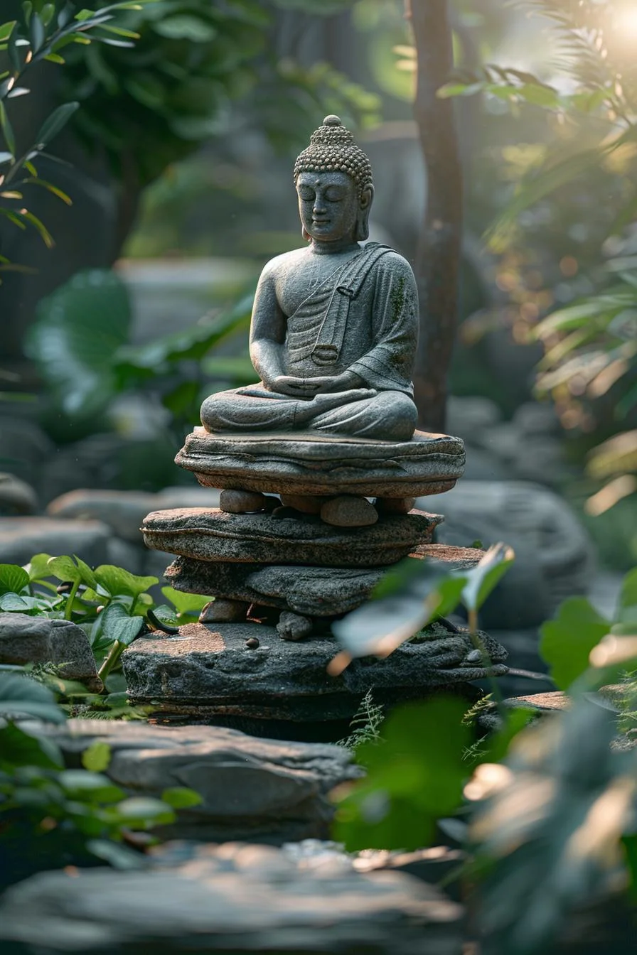 16. Estatuas serenas de Buda en el jardín - photo 2