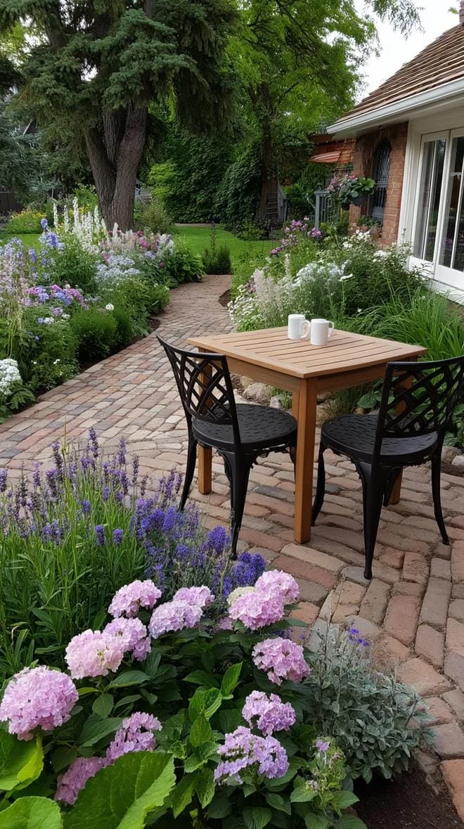 7. Patio acogedor con perennes inglesas