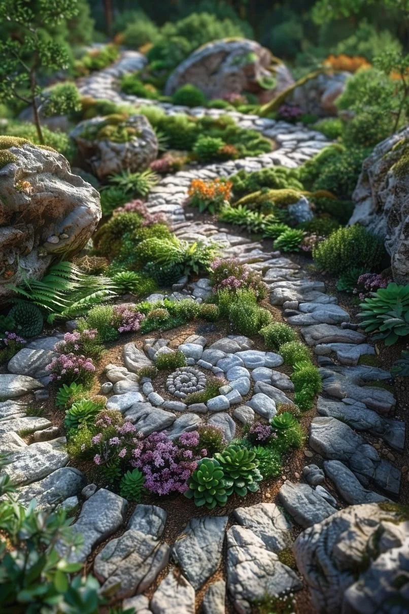 11. Oasis de hierbas en espiral de rocas