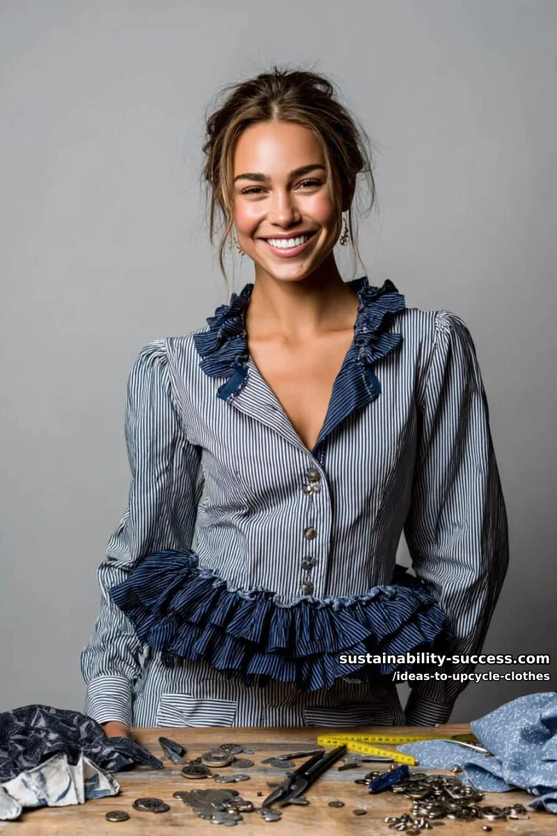3. Blusa peplum con volantes de camisa de vestir - photo 2