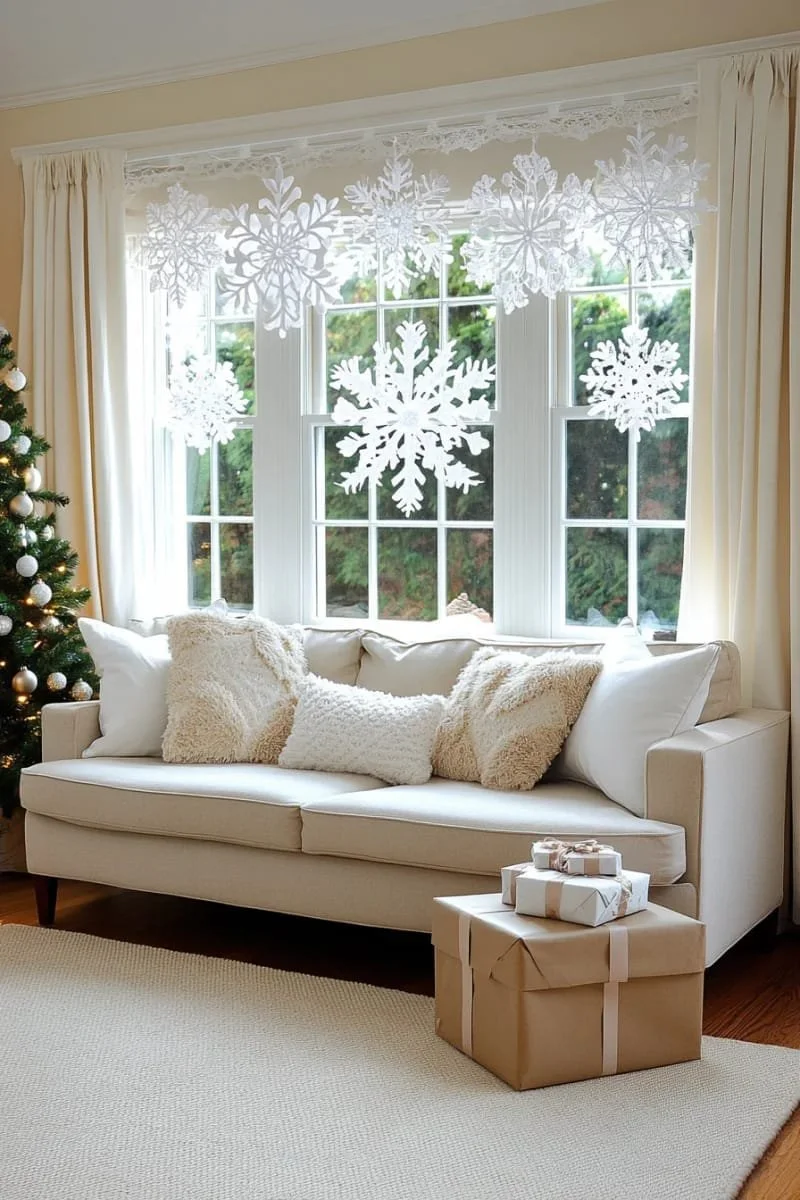 10. Guirnaldas de copos calados blancos para ventanas - photo 2