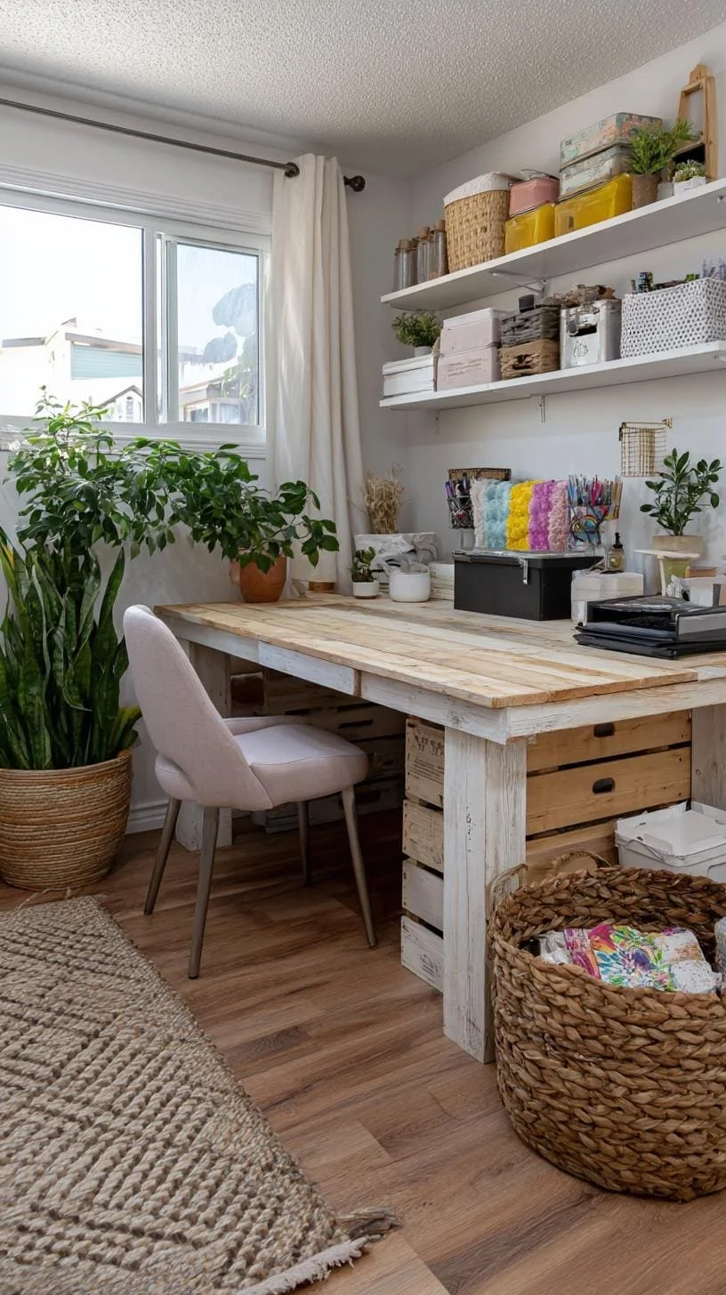 28. Espacio económico con escritorio DIY y huacales