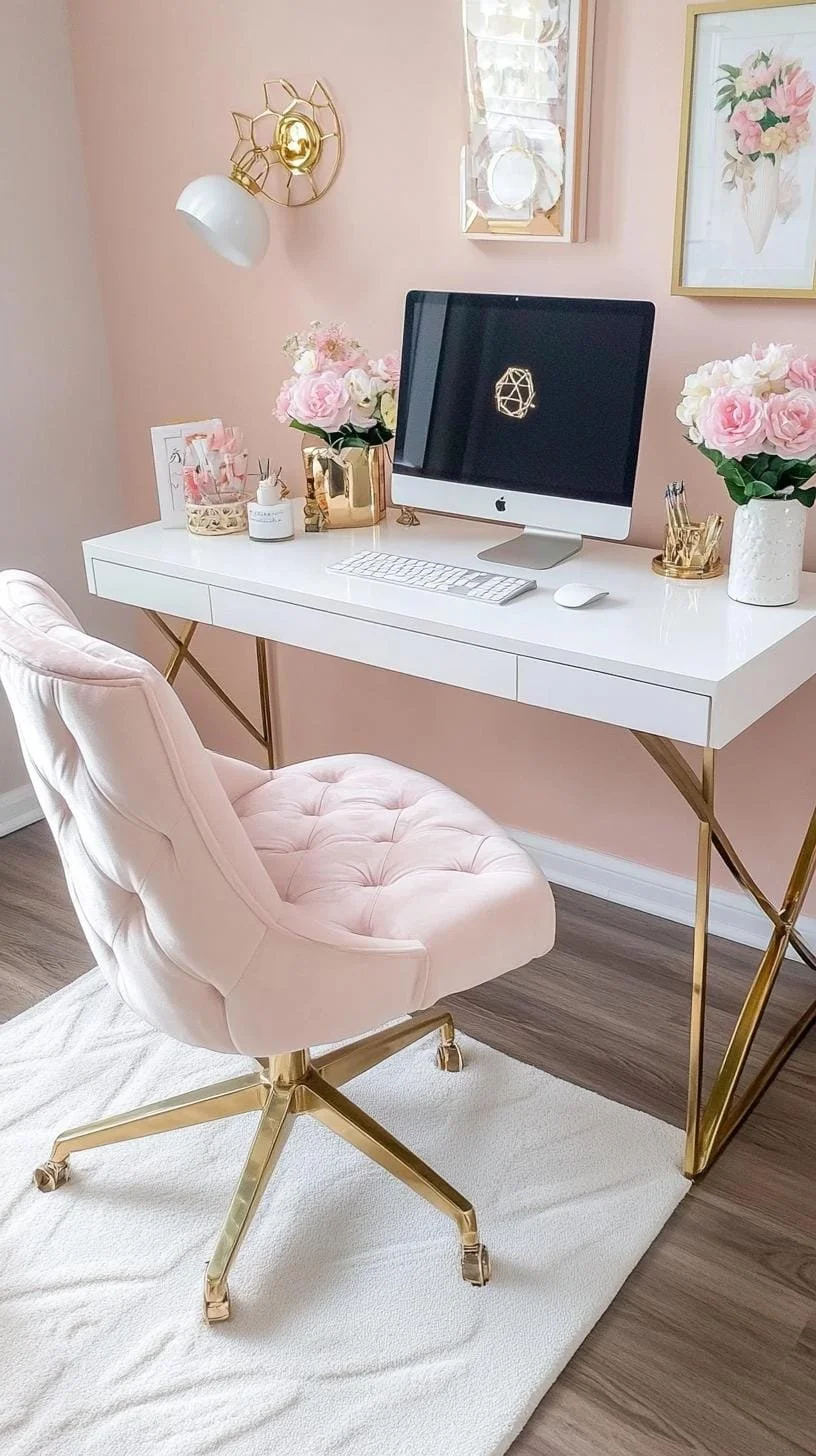 5. Oficina femenina en rosa suave y dorado - photo 3