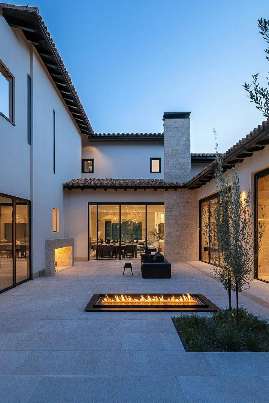 Cocina exterior con chimenea
