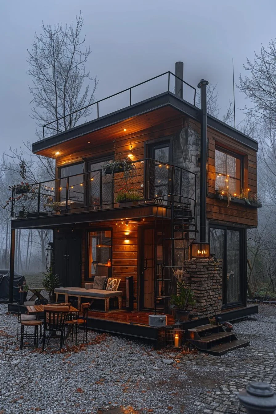 2. Estilo industrial crudo en mini casas