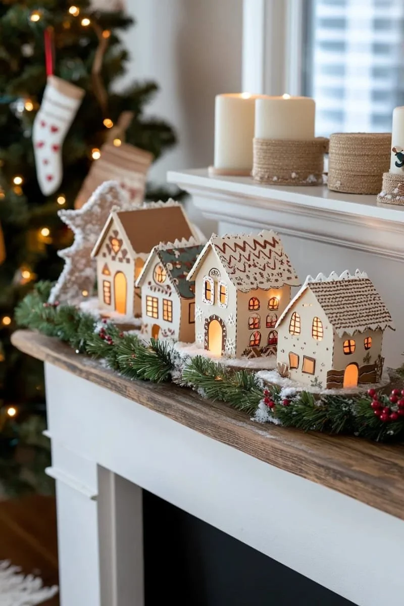 16. Aldea de casitas de jengibre de papel con luces LED - photo 3