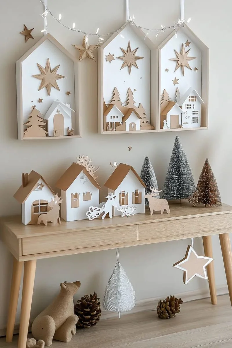 19. Escenas navideñas 3D de papel enmarcadas