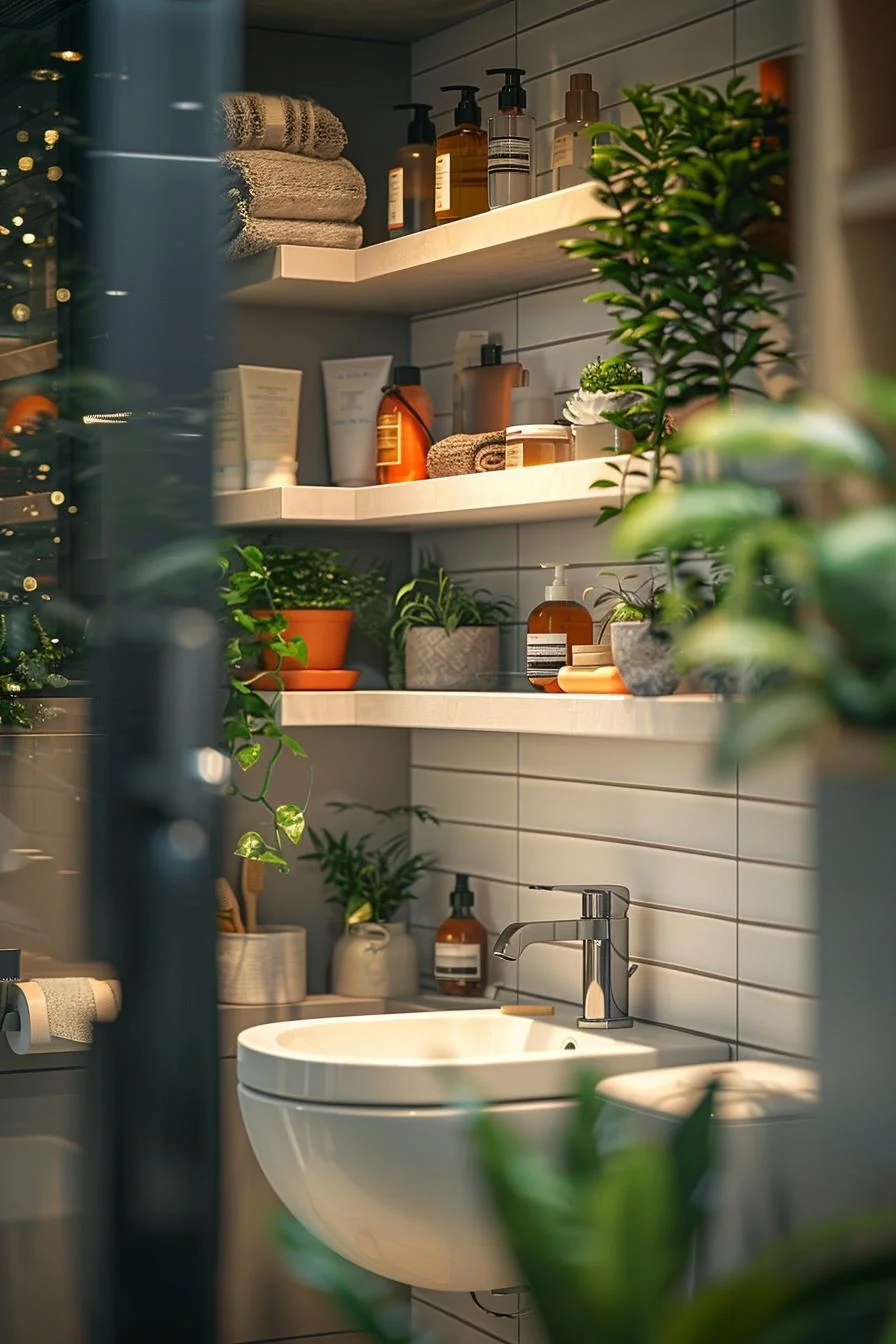 5. Repisas de esquina para baños pequeños - photo 2