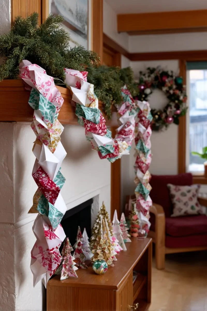 15. Cadenetas de papel retro con estampados vintage